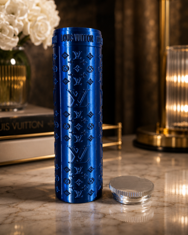 Luxury Blue Designer-Inspired Travel Container