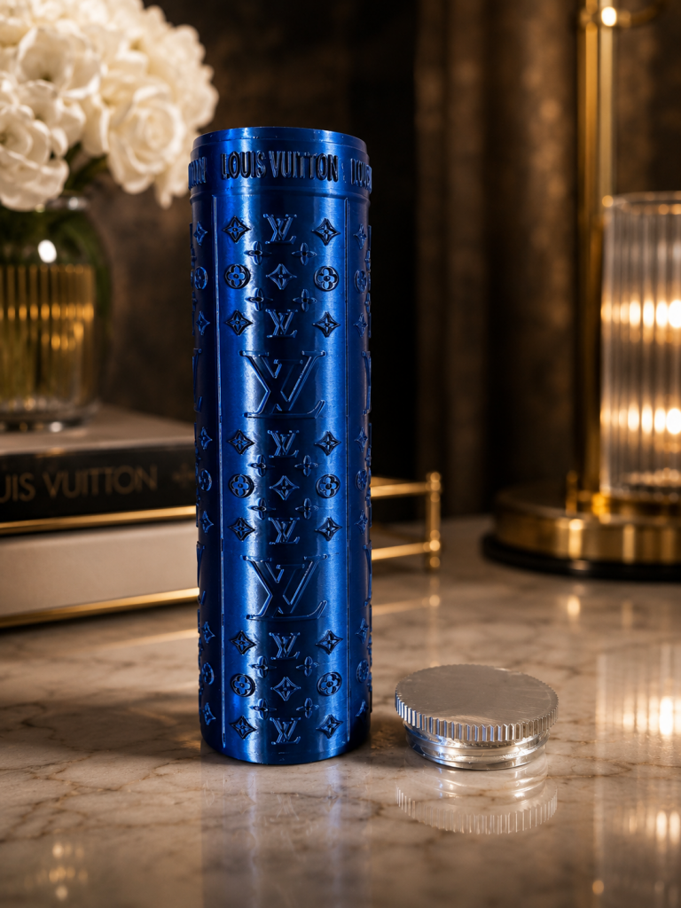 Luxury Blue Designer-Inspired Travel Container