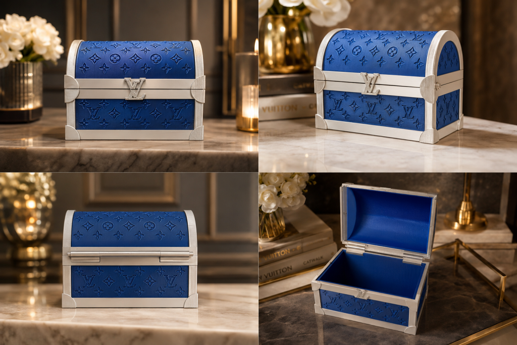 Luxury Blue & Silver Designer-Inspired Chest