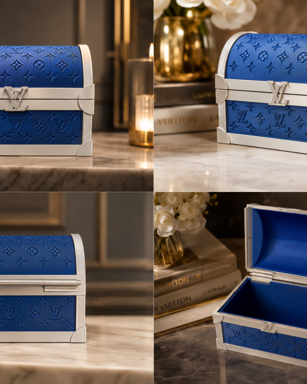 Luxury Blue & Silver Designer-Inspired Chest
